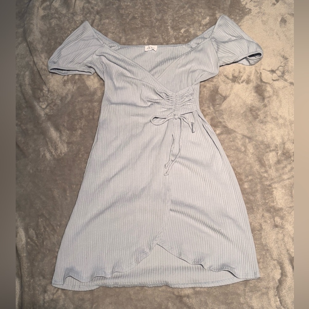 Ribbed light blue tight dress